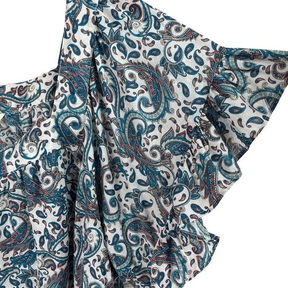Terra & Sky Womens Top Paisley Print Flutter Sleeves Blouse 2X 20W 22W - Picture 3 of 10